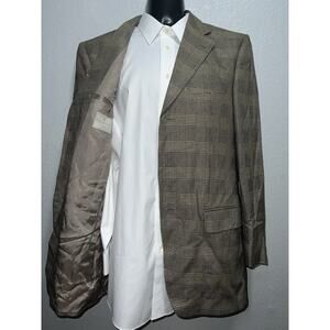 Ermenegildo Zegna Size 48R Preppy Brown Windowpane Silk Blend Jacket Sport Coat